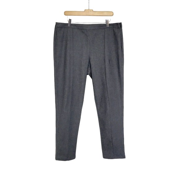 St John Gray Cotton Blend Denim High Rise Taper Leg Ankle Length Pants Size 14 - Picture 1 of 8